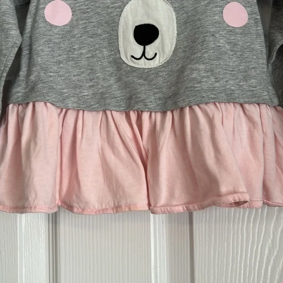 First Impressions baby Girl Printed Long Sleeve Mini Dress, Grey Combo Size: 24M - Picture 3 of 5